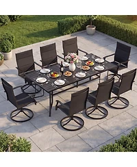 Sugift 9-Piece Outdoor Dining Set for 8 with Umbrella Hole and 8 Chairs