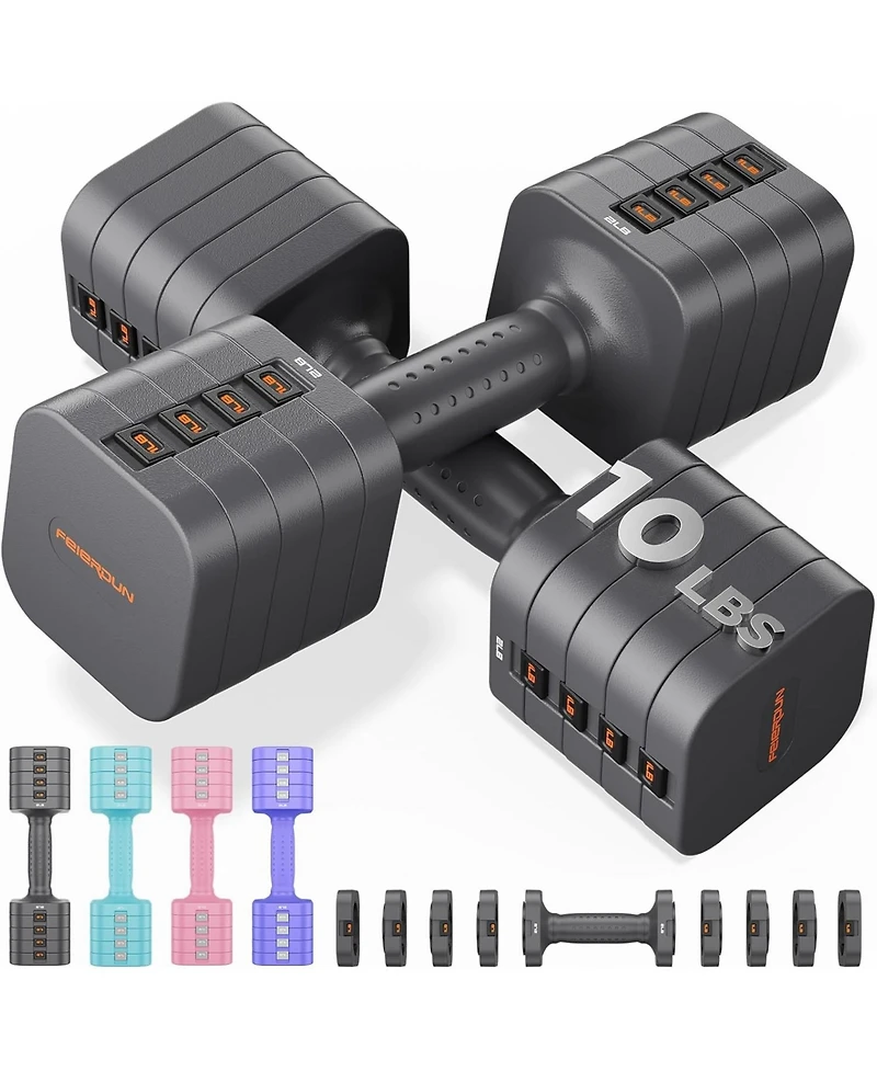 Fed Fitness 5-in-1 Adjustable Dumbbells Pair, Lbs Quick-Adjust Hand Weights for Home Gym and Outdoor Training
