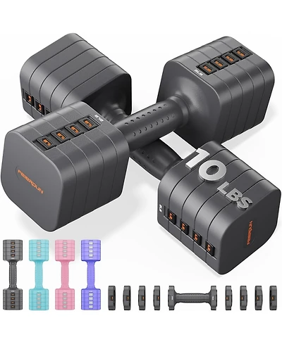 Fed Fitness 5-in-1 Adjustable Dumbbells Pair, Lbs Quick-Adjust Hand Weights for Home Gym and Outdoor Training