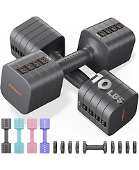 Fed Fitness 5-in-1 Adjustable Dumbbells Pair, Lbs Quick-Adjust Hand Weights for Home Gym and Outdoor Training