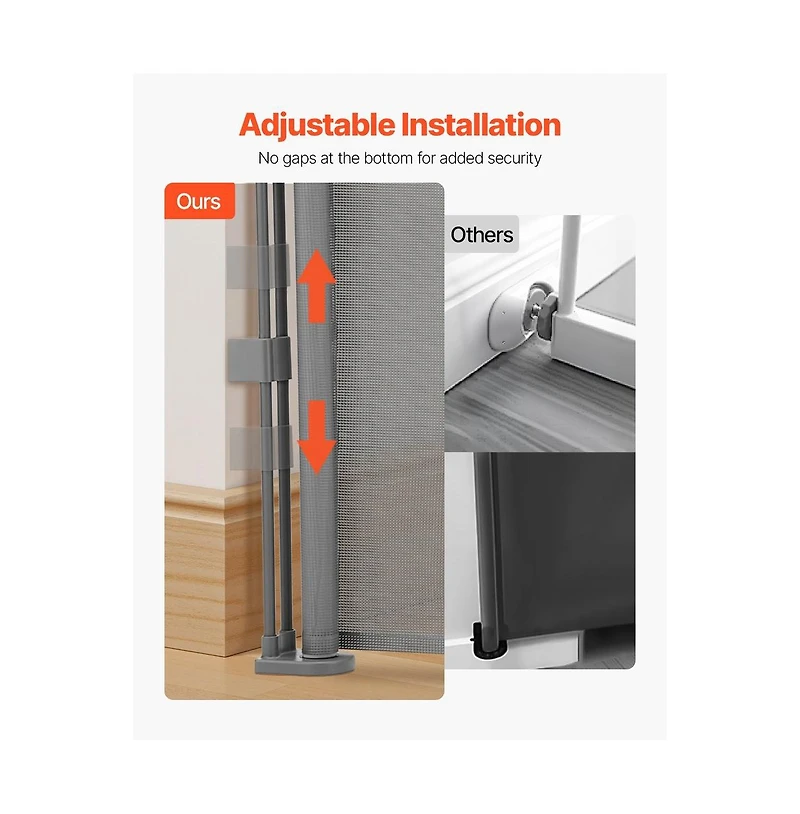 Ruie Retractable Mesh Pet Gate 34 in Tall Extends to 71 in Wide One-Hand Open
