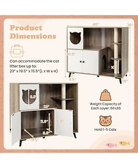 Ruie 3-Tier Cat Litter Box Enclosure with Sisal Scratching Posts for Indoor Cats