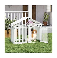 Ruie 8-Panel Plastic Dog Fence Indoor Outdoor Pen with Locking Door
