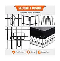 Ruie 8 Panel Foldable Metal Dog Playpen with Top Cover and Ground Stakes 24 in H