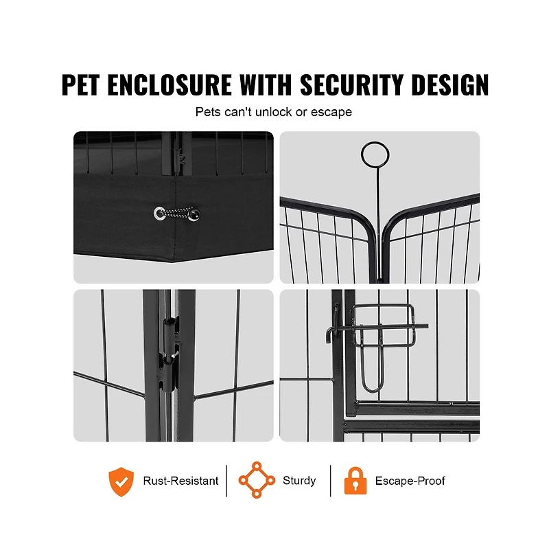 Ruie 8 Panel Foldable Metal Dog Playpen 24 in with Top Cover Bottom Pad Storage Bag