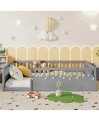 Rainsken Montessori Floor Bed with Storage Shelf and Light
