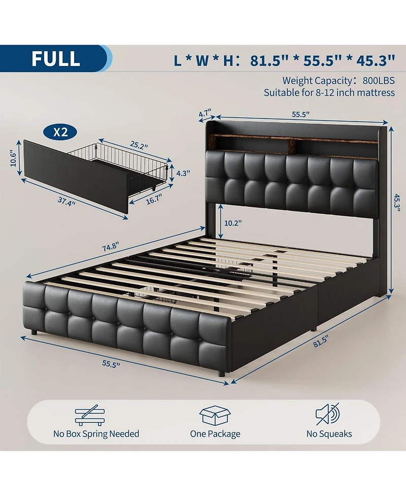 gaomon Bed Frame with 2 Storage Drawers