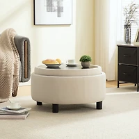Streamdale Furniture Upholstered Round Storage Ottoman with Reversible Lid