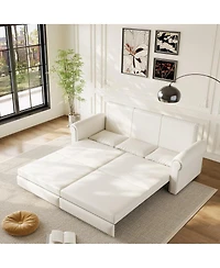 Streamdale Furniture Chesterfield Faux Leather Sleeper Sofa with Nailhead Trim