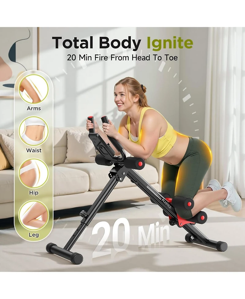 Fed Fitness Adjustable Ab Workout Machine for Home Gym, Full Body Strength Training Exercise Equipment, Foldable Waist Trainer for Body Shaping