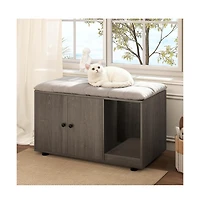Ruie 35.5 Inch Wooden Hidden Cat Litter Box Enclosure Cabinet with Scratching Board