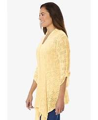 Woman Within Plus Open Front Pointelle Cardigan