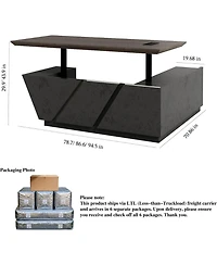 Logicfox Adjustable Executive Desk with Drawers File Cabinets Led Light