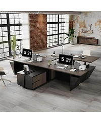 Logicfox Adjustable Executive Desk with Drawers File Cabinets Led Light