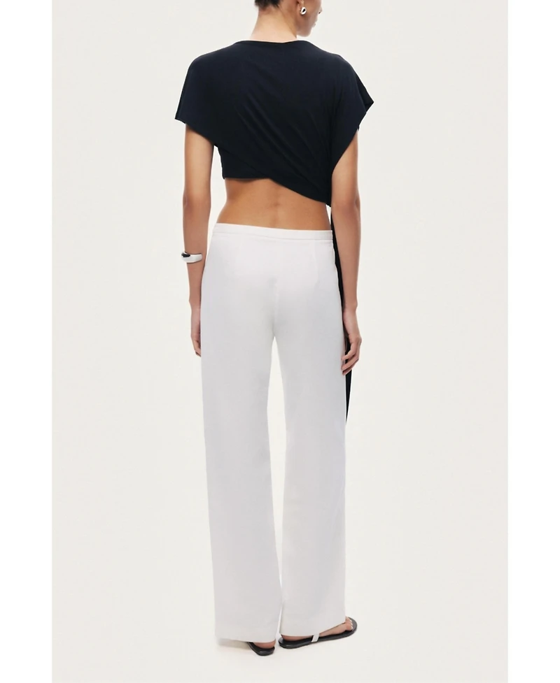 Nocturne Women's Asymmetric Tie-Front Crop Top