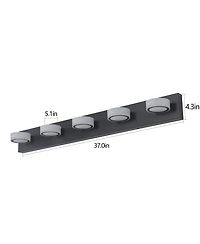 Busdays 37 Inch Modern 5 Light Led Vanity Light Sleek Black Bathroom Wall Light Fixture for Mirror Shower and Bathroom Decor