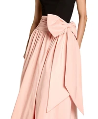 Mac Duggal Women's Strapless Crepe and Faille A-Line Gown with Oversized Bow