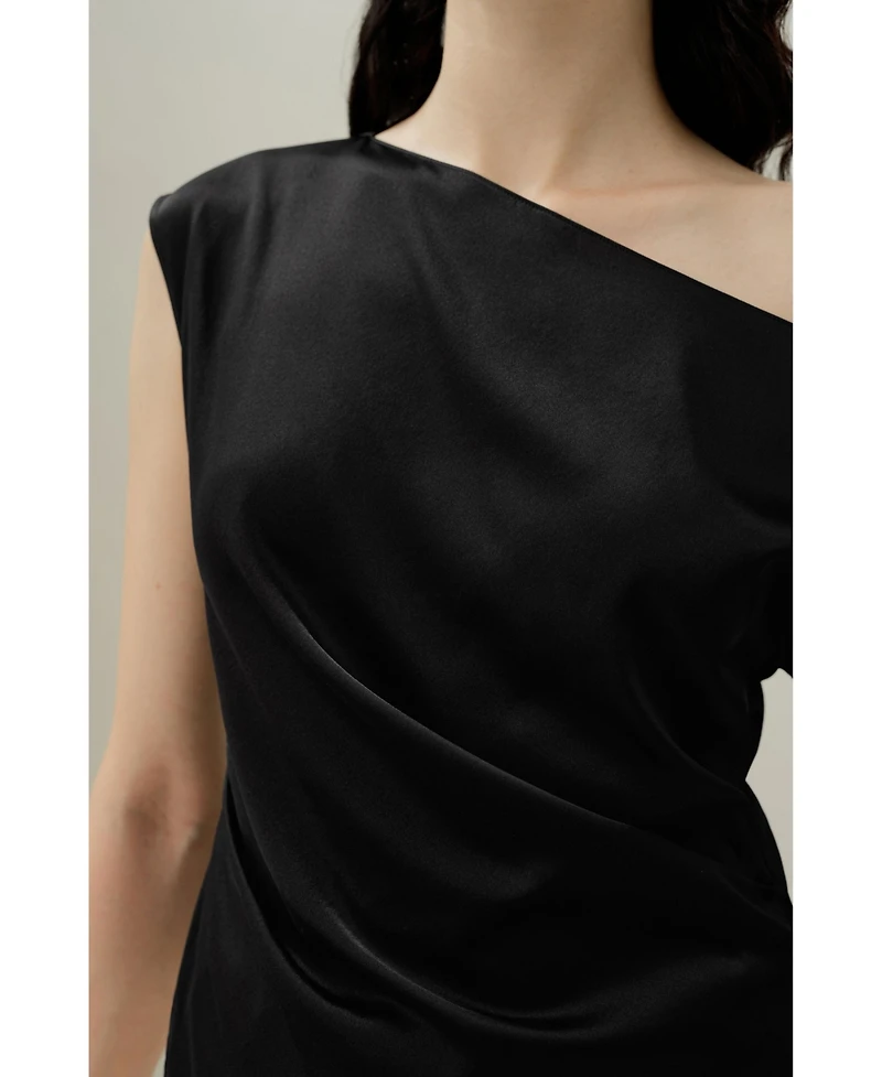 Lilysilk Women's Stretch Charmeuse Asymmetric Top