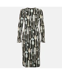 Pre-Owned Dolce & Gabbana Women's Cutlery Print Crepe Sheath Dress