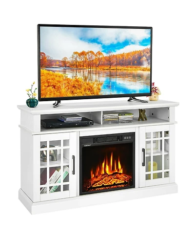 Gymax 48'' Fireplace Tv Stand With 1400W Electric Fireplace for TVs up to 50 Inches
