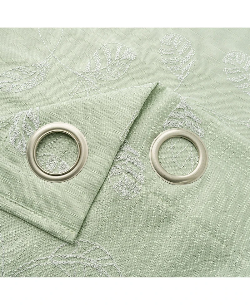 Rt Designers Collection 100 percentage Polyester 140 Gsm Reed Embroidered Grommet Curtain Panel