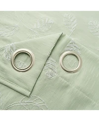 Rt Designers Collection 100 percentage Polyester 140 Gsm Reed Embroidered Grommet Curtain Panel