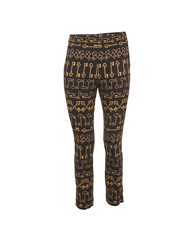 Pre-Owned Dolce & Gabbana Women's Key Print Crepe Slim Fit Pants