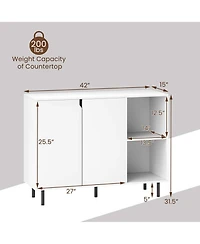 Costway Kitchen Sideboard Buffet with Adjustable Shelves 2 Doors Sturdy Metal Legs
