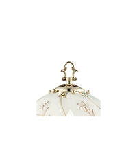 Regency Hill Traditional Accent Table Lamp 15" High Set of 2 Polished Brass Etched Glass Shade Touch On Off Bedroom House Bedside