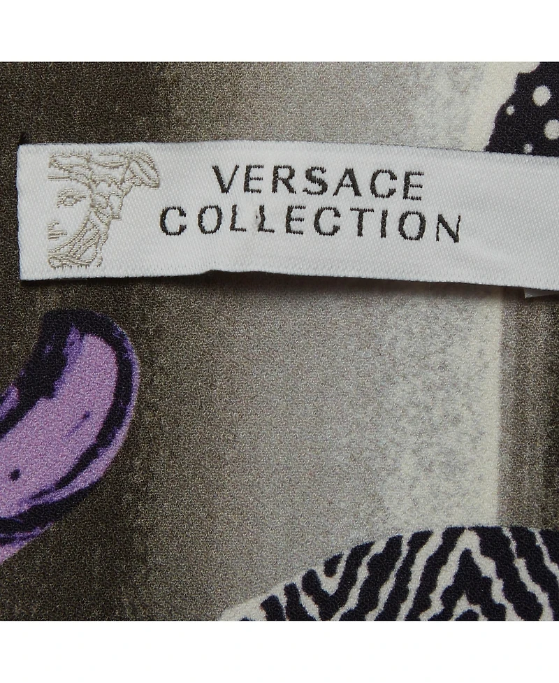 Pre-Owned Versace Women's Collection Multicolour Abstract Print Stretch Crepe Pencil Skirt