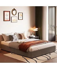 gaomon Queen Platform Bed with 4 Drawers, Linen Upholstered