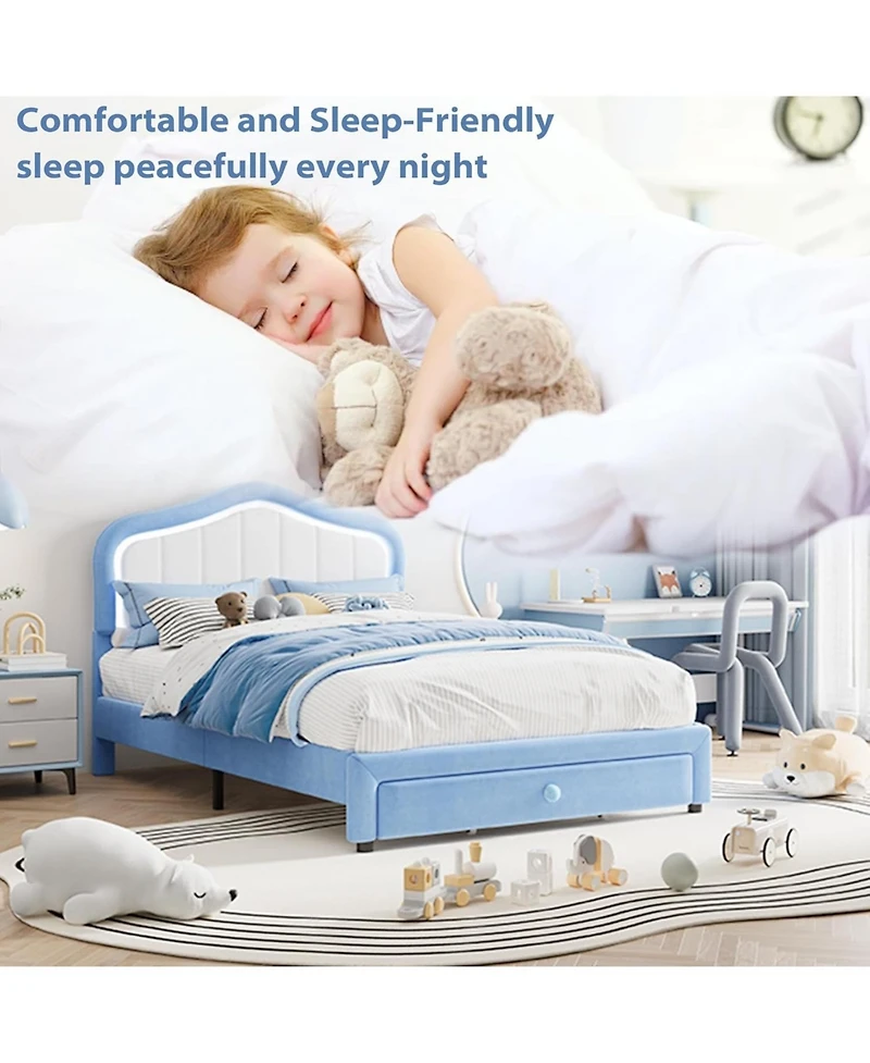 gaomon Full Upholstered Bed with Led And Storage Drawer