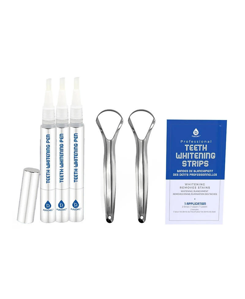 Pursonic The Ultimate Smile Radiance Kit Professional Teeth Whitening Strips, Whitening Pens and Stainless Steel Tongue Cleaners