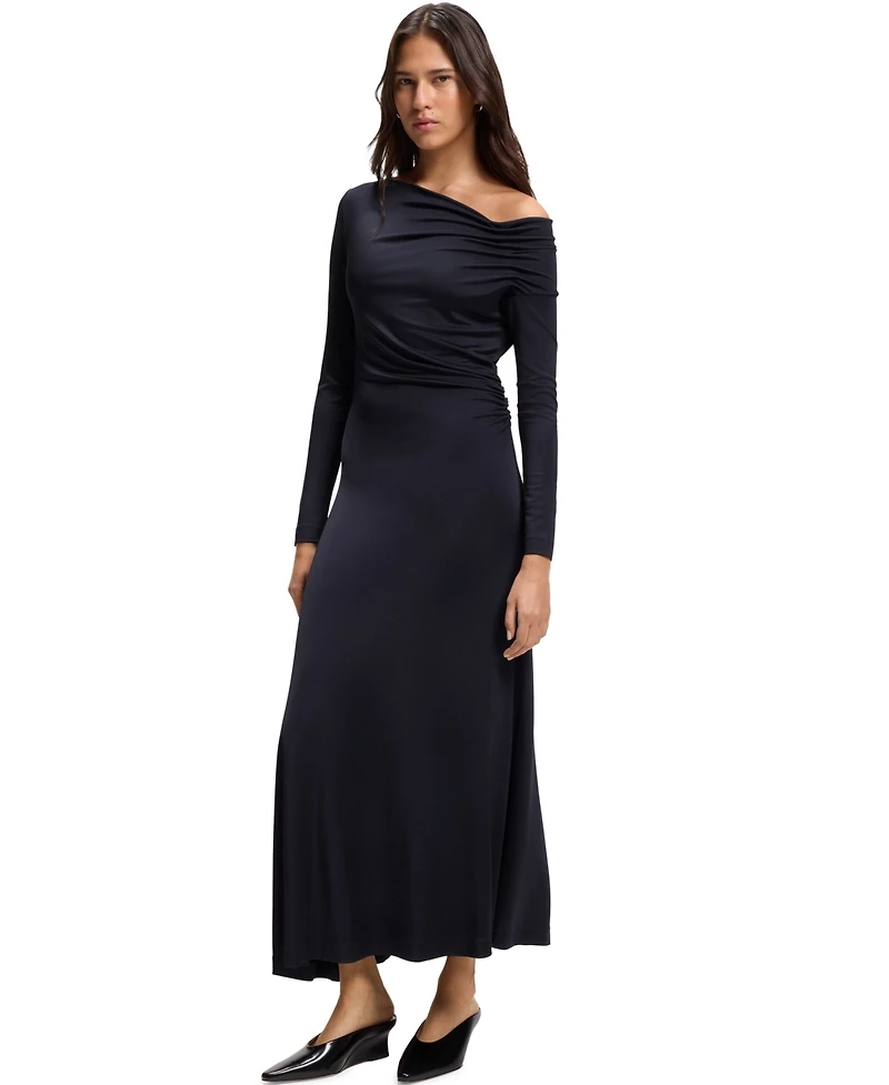Boss by Hugo Women's Asymmetric Neckline Long-Sleeved Dress