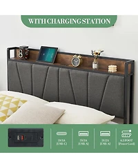 gaomon Queen Upholstered Bed with Storage Headboard, 2 Drawers