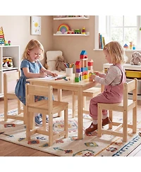 Slickblue 5 Piece Kids Furniture Set Table and Chairs Solid Wood Design