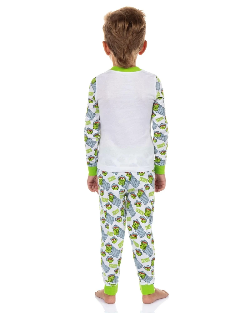 Sesame Street Boy's (2T to 6) Oscar the Grouch 2 Piece Tight-Fit Pajama Set