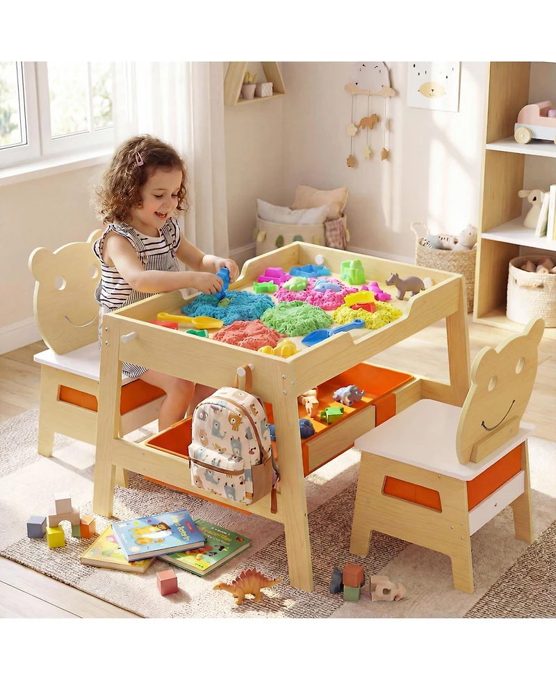 Slickblue 5 1 Toddler Table and Chairs Set with Chalkboard