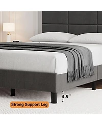 gaomon King Linen Platform Bed with Headboard, 700 lb Support