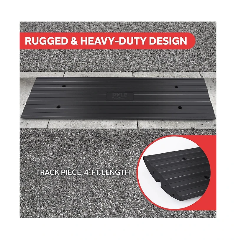 Pyle Driveway Threshold Car Curb Ramps, Set of 2