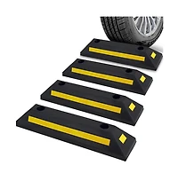 Pyle Set of 4 Heavy-Duty Parking Curb Tire Stops for Cars and Trucks
