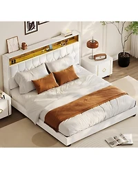 gaomon Upholstered Bed with Led And Charging Station