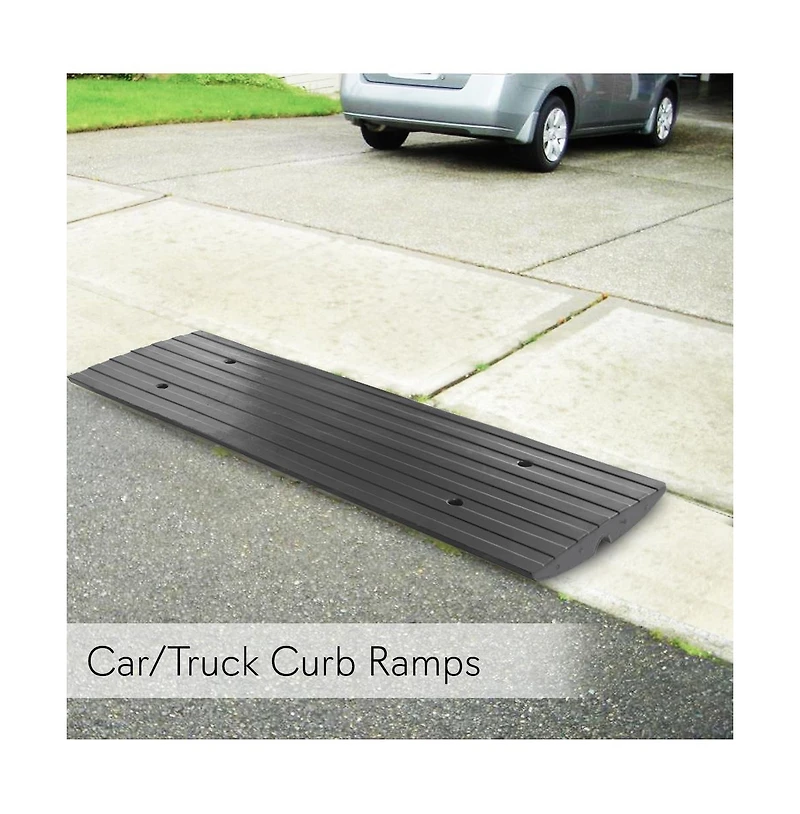 Pyle Driveway Threshold Car Curb Ramps, 3-Piece Set