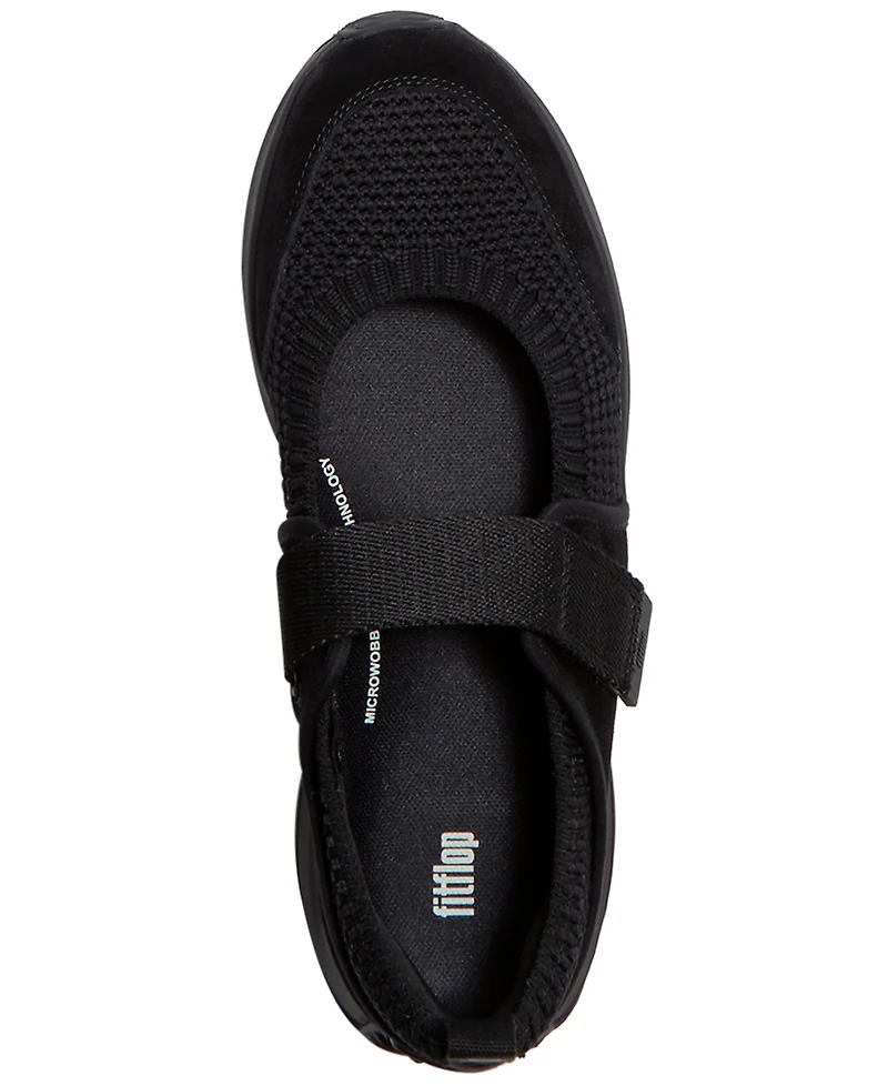 FitFlop Women's F-Mode Flow Knit Suede Mary Jane Almond Toe Sneakers