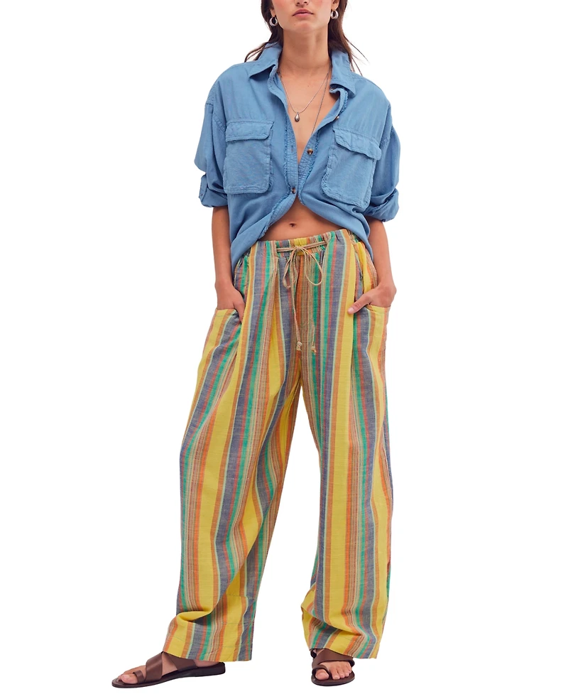 Free People Juniors' Striped Wide-Leg Pants