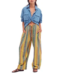 Free People Juniors' Striped Wide-Leg Pants