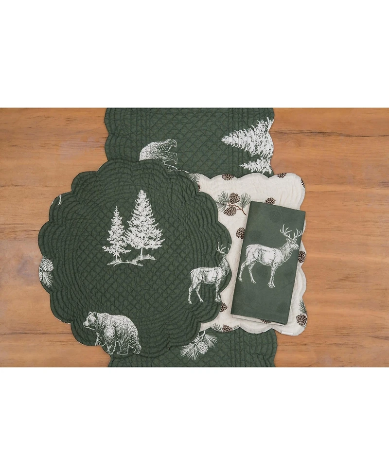 C&F Home Fernwood Forest 100% Cotton Scalloped Set of 6 Placemats 13" x 19