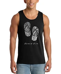 La Pop Art Men's Flip Flops Beach Bum Word Graphic Tank Top