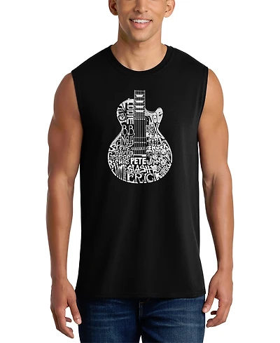 La Pop Art Men's Guitar Word Graphic Tank Top