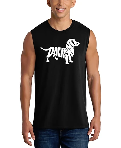 La Pop Art Men's Dachshund Word Graphic Tank Top